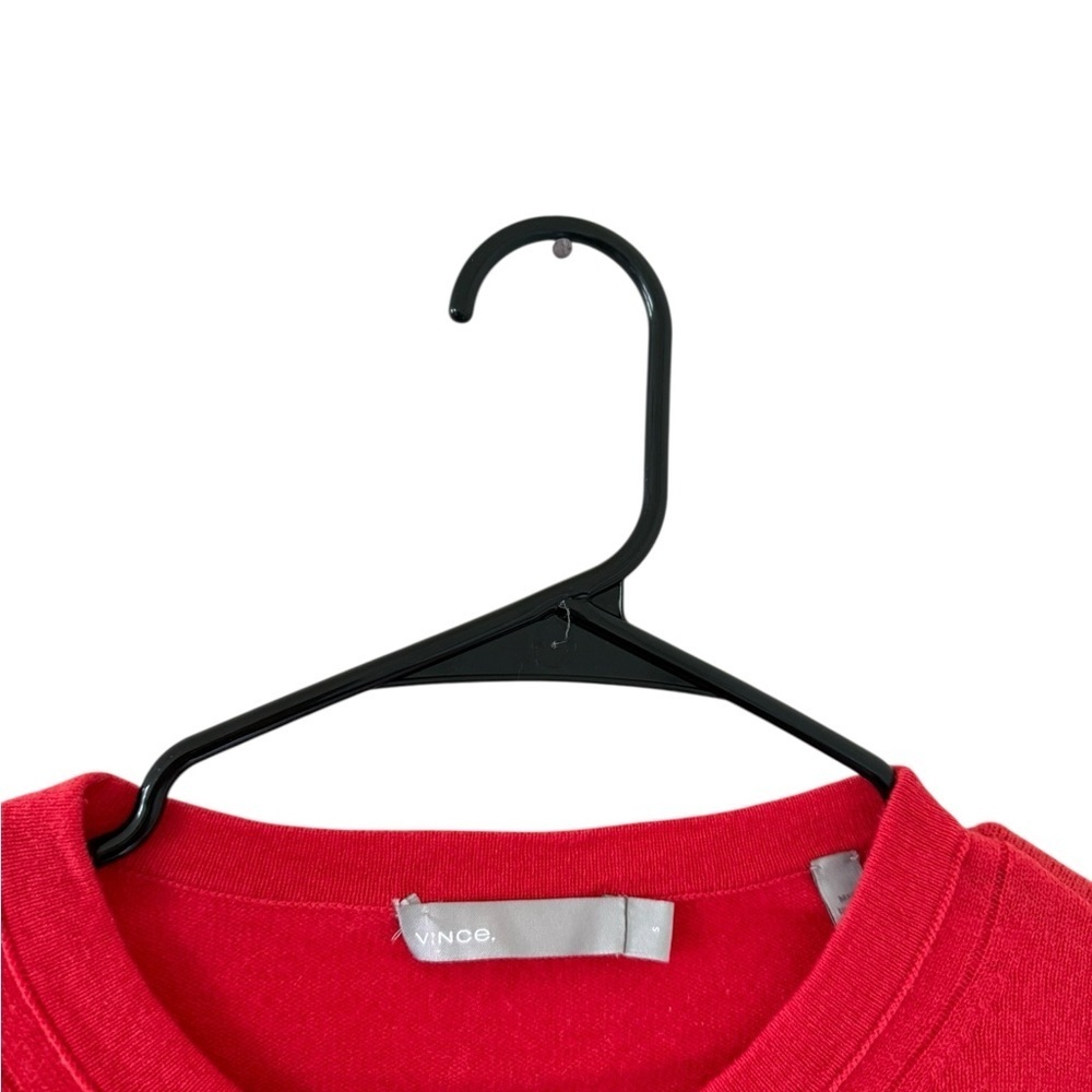 Vince Pleated Sleeve Cashmere Crew in Poppy - Picture 8 of 11